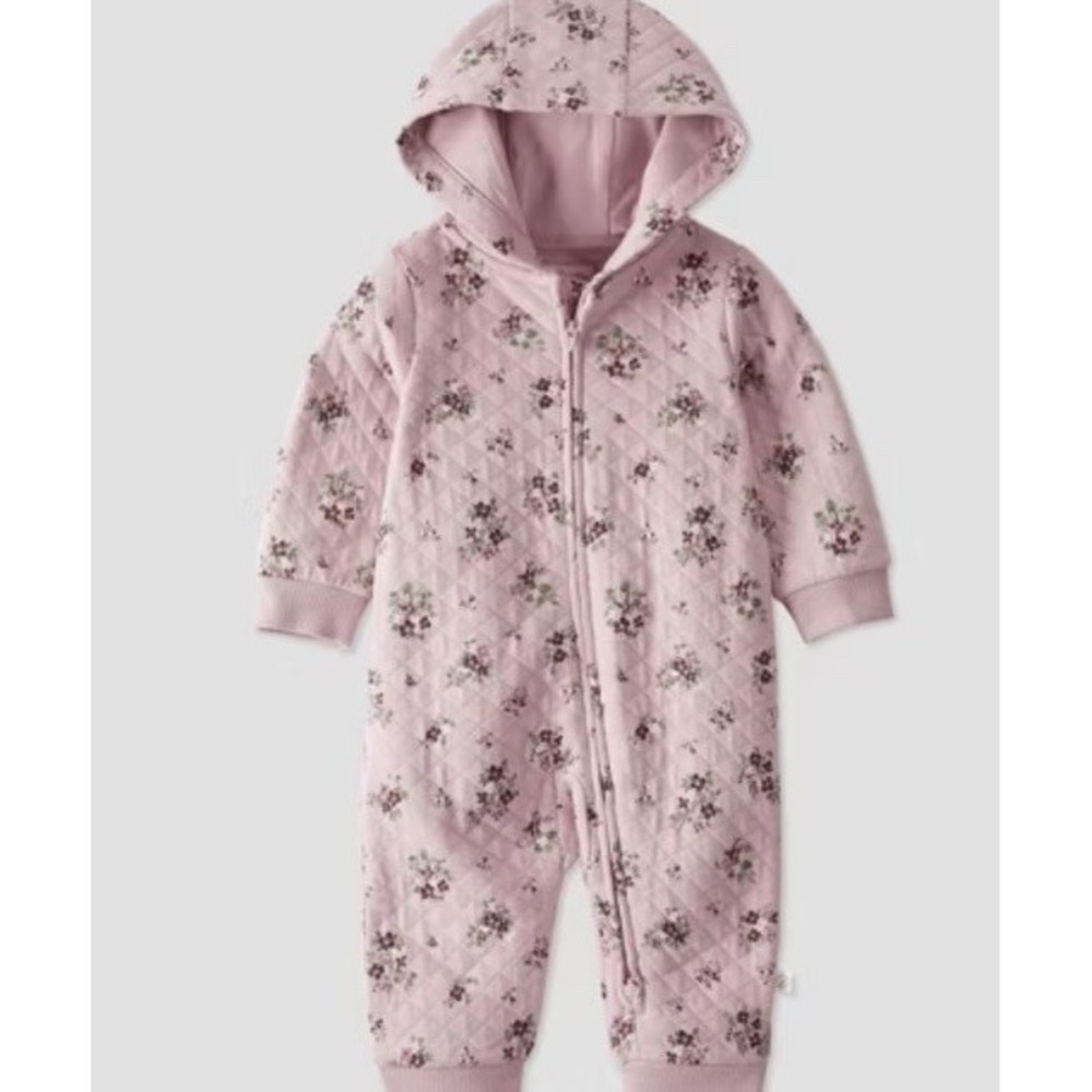 Little Planet by Carters Baby Girls Size 6 Months Floral Quilted Hood Jumpsuit